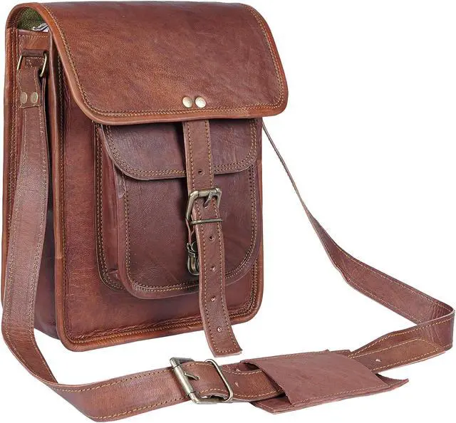 Alt view image 2 of 4 - cuero 11 inch Handmade Crossbody Shoulder Genuine Leather iPad/Tablet Vintage Messenger Bag For 10.5 inch iPad Pro for Women & Men - Gift for Him Her