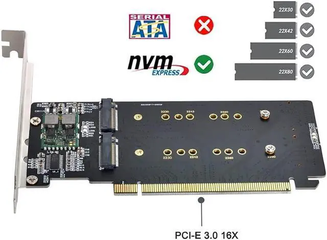 Alt view image 5 of 5 - Chenyang M.2 NVME Gen 3.0 Adapter M.2 NVME AHCI X4 to PCIE Express 3.0 Gen3 X16 Raid Card VROC Raid0 Hyper Adapter