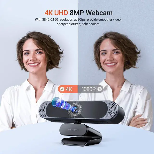Alt view image 2 of 5 - DEPSTECH 4K Webcam, DW49 HD 8MP Equipped with Sony Sensor Autofocus Webcam with Microphone, Privacy Cover, Plug Play USB Computer Web Camera for Pro Streaming/Online Teaching/Video Calling/Zoom/Skype