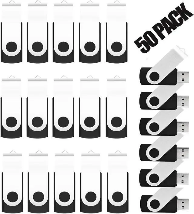 Main image of EASTBULL 50PCS 2GB Bulk Flash Drives USB 2.0 2GB Flash Drives Pack Thumb Drives Bulk Swivel Bulk USB Drives, Black