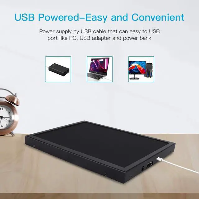 Alt view image 3 of 5 - ELECROW 8" Portable Monitor, 1280x800 Mini Non-Touch Capacitive Monitor with HD Port Compatible with Raspberry Pi, LCD Display Built-in Dual Speakers VESA Mount for Windows 11/10/8/7, Game Consoles