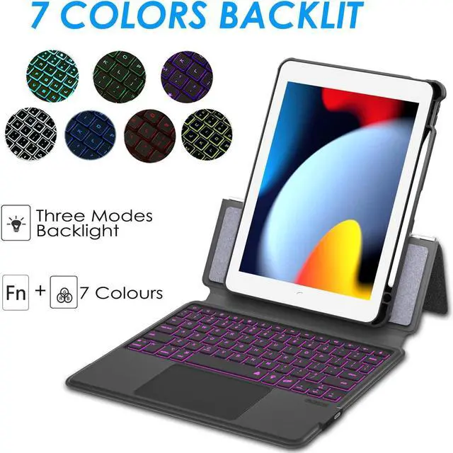 Alt view image 5 of 5 - eoso Trackpad iPad Keyboard Case for Apple iPad 10.2" 2021 9th&8th&7th Gen, Air 3,Pro 10.5-7 Color Backlight,Touchpad Detachable Slim Cover with Pencil Holder (10.2"/10.5",Black)