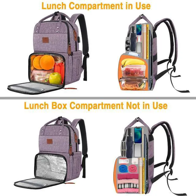 Alt view image 5 of 5 - MATEIN Laptop Backpack with Lunch Box, Insulated Women Backpacks with Cooler Compartment, 15.6 inch Water Resistent Tote Food Bag with USB Charging Port for College Beach Camping Picnics Hiking