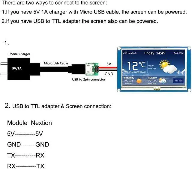 Alt view image 4 of 5 - Ferwooh Nextion Basic Display 4.3'' NX4827T043 4.3inch TFT Resistive Touch Screen Panel 480X272 UART HMI Intelligent LCD Display Module