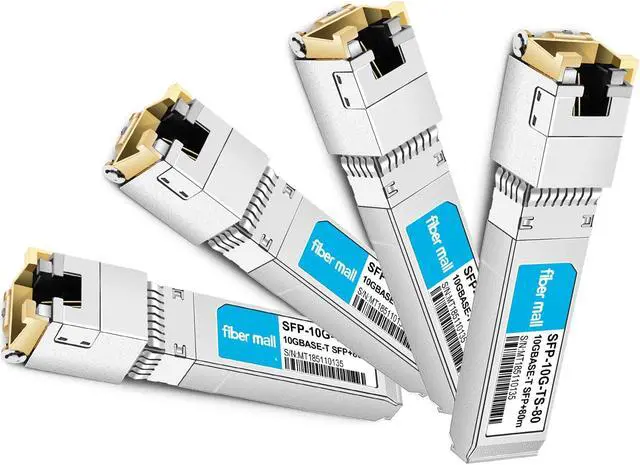 Main image of 10G SFP+ to RJ45 for Cisco SFP-10G-T-80 Compatible, 10GBASE-T SFP+ Copper RJ-45 80m Transceiver Module Pack of 4