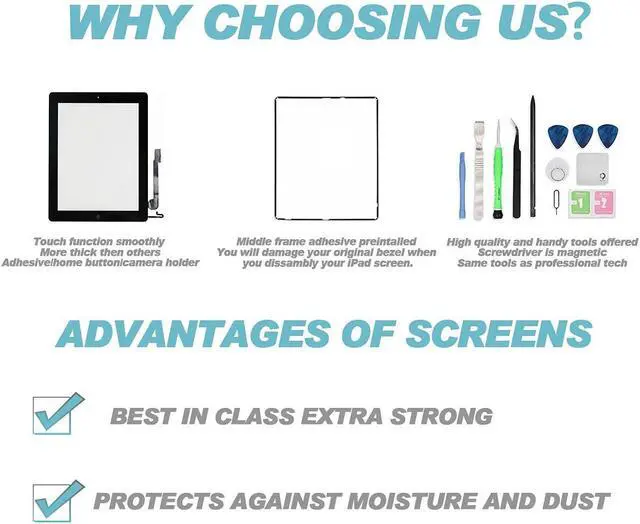 Alt view image 4 of 5 - FixCracked Replacement LCD Screen and Glass Touch Digitizer for ipad air 3 with Professional Tool Kit(Black)