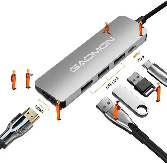 Alt view image 2 of 5 - GAOMON AD01 USB C Hub/Dork - 5 in 1 portble Docking Station with 1 x 4K HDMI Output, 3 x USB 3.0 Ports, 1 x USB-C Port, Compatible with Mainstream Laptop/Smart Tablet/Phone and Other USB-C Device