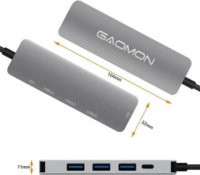 Alt view image 4 of 5 - GAOMON AD01 USB C Hub/Dork - 5 in 1 portble Docking Station with 1 x 4K HDMI Output, 3 x USB 3.0 Ports, 1 x USB-C Port, Compatible with Mainstream Laptop/Smart Tablet/Phone and Other USB-C Device