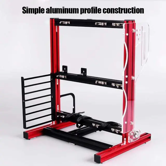 Alt view image 5 of 5 - ATX/M-ATX/ITX Open Chassis Vertical Overclocking Open Aluminum Frame Chassis Rack Support Graphics Card, 20x20 Aluminum ATX/M-ATX DIY Bracket Open Chassis(red)