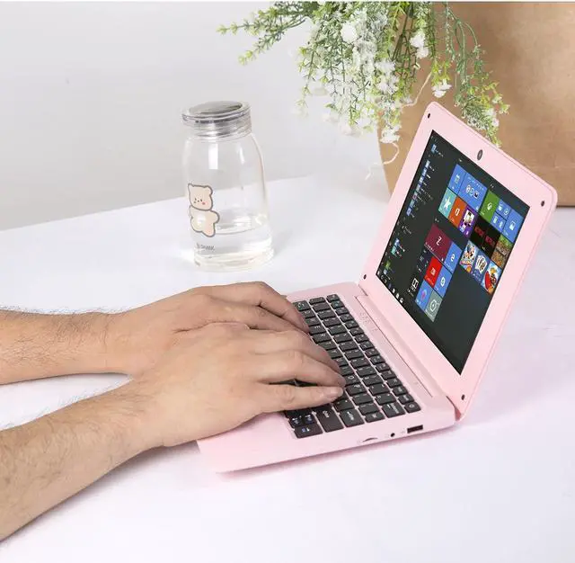Alt view image 3 of 5 - Goldengulf Windows 10 Portable Computer Laptop Mini 10.1 Inch 32GB Ultra Slim and Light Netbook Intel Quad Core PC HDMI USB Netflix YouTube for Children (Pink)