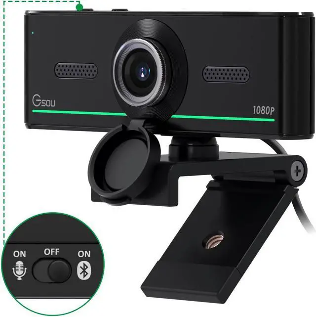 Main image of Gsou 1080P Webcam with Microphone - Bluetooth Audio for Desktop, Streaming & Skype Teams