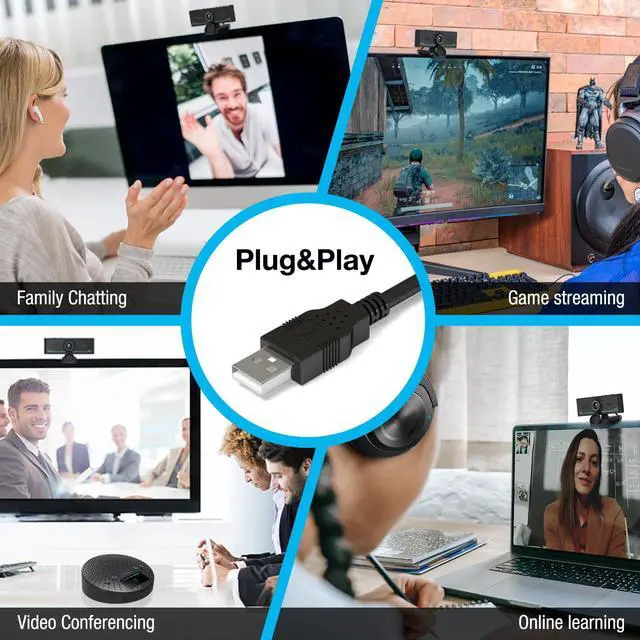 Alt view image 5 of 5 - Gsou 1080P Webcam with Microphone - Bluetooth Audio for Desktop, Streaming & Skype Teams