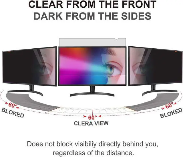 Alt view image 3 of 5 - 23.8 inch Computer Privacy Screen Filter - Suitable for 16:9 Aspect Ratio Widescreen Monitor - Blue Light Filter - Anti-Glare & Anti-Scratch Protector Film (23.8" Widescreen (16:9))