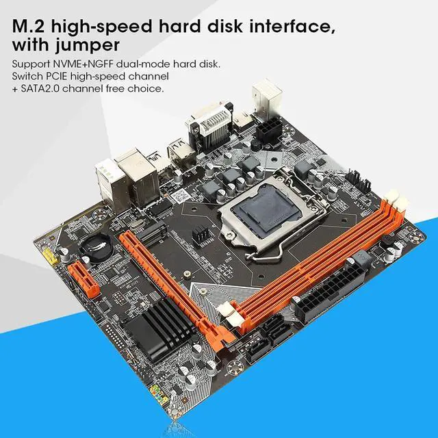 Alt view image 2 of 5 - MATX M.2 A 1155 Motherboard, DDR3 1066/1333/1600MHz Computer Mainboard, Supports VGA+HDMI+DVI Output, Supports NVME+NGFF + SATA2.0 Channel