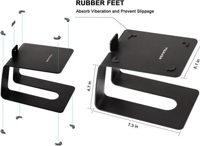 Alt view image 3 of 5 - HOPWELL Desktop Speaker Stands, Pair, Professional Studio Monitor Stand for Bookshelf Speakers,Premium Desk Surround Sound Speaker Riser