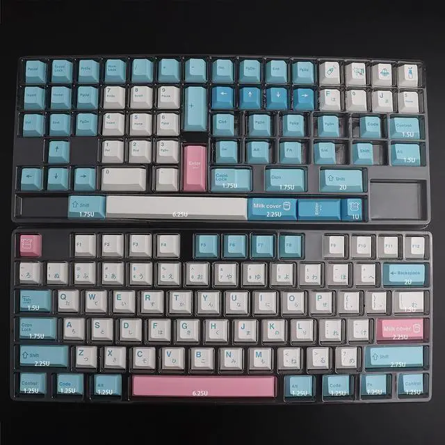 Alt view image 2 of 5 - Hyekit 140 Key PBT Dye-Sublimation Milk Keycaps - Cherry Profile Cute Keycaps for 61/87/104/108/84/64/98/96 Mechanical Keyboard