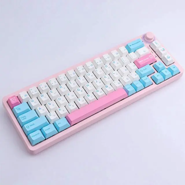 Alt view image 3 of 5 - Hyekit 140 Key PBT Dye-Sublimation Milk Keycaps - Cherry Profile Cute Keycaps for 61/87/104/108/84/64/98/96 Mechanical Keyboard