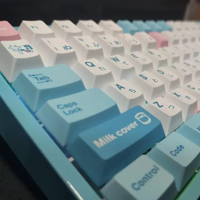 Alt view image 4 of 5 - Hyekit 140 Key PBT Dye-Sublimation Milk Keycaps - Cherry Profile Cute Keycaps for 61/87/104/108/84/64/98/96 Mechanical Keyboard