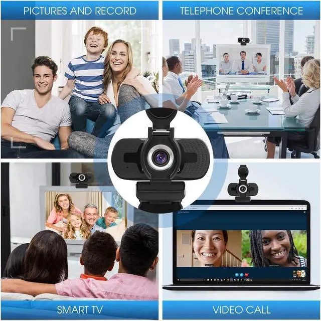 Alt view image 4 of 5 - LarmTek 1080p Full Hd Webcam with Webcam Cover, Roll over image to zoom in Computer Camera with Microphone