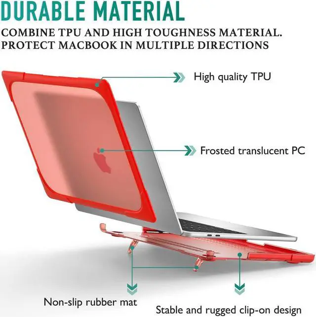 Alt view image 3 of 5 - May Chen for MacBook Pro 16 inch Case 2019 Release A2141, Strong Case [Heavy Duty][Dual Layer] Hard Case Cover with Rubberized TPU Bumper for MacBook Pro 16" with Touch Bar and Touch ID, Red