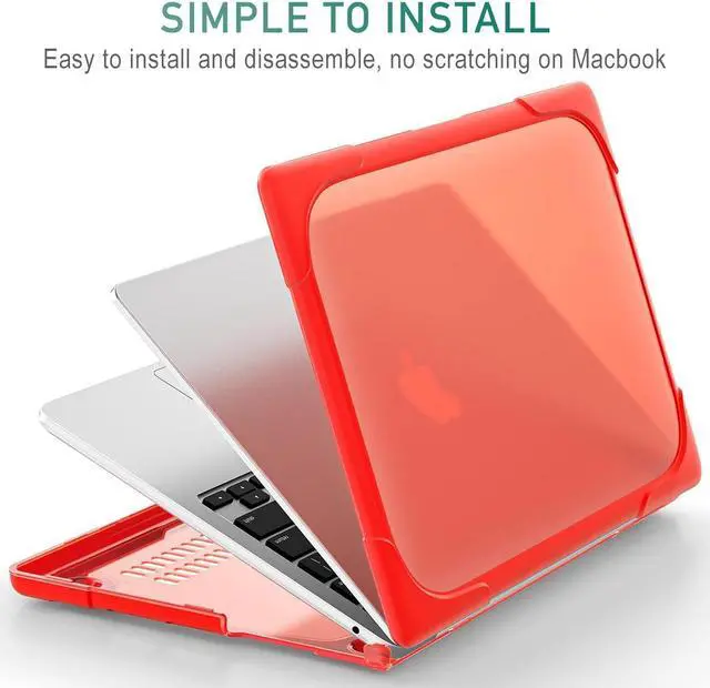 Alt view image 4 of 5 - May Chen for MacBook Pro 16 inch Case 2019 Release A2141, Strong Case [Heavy Duty][Dual Layer] Hard Case Cover with Rubberized TPU Bumper for MacBook Pro 16" with Touch Bar and Touch ID, Red