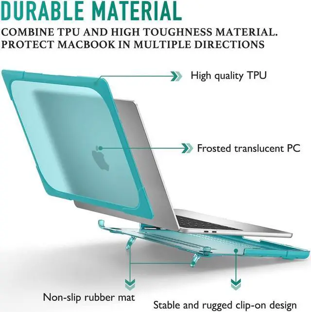 Alt view image 3 of 5 - May Chen for MacBook Pro 16 inch Case 2019 Release A2141, Strong Case [Heavy Duty][Dual Layer] Hard Case Cover with Rubberized TPU Bumper for MacBook Pro 16" with Touch Bar and Touch ID, Blue