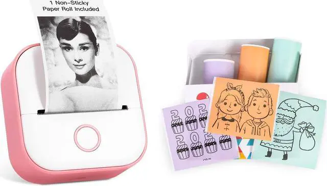 Main image of Memoking T02 Pocket Thermal Bluetooth Printer with Purple/Green/Orange Thermal Paper-20-Year Sticky 50mmx3.5m, Compatible with iOS & Android
