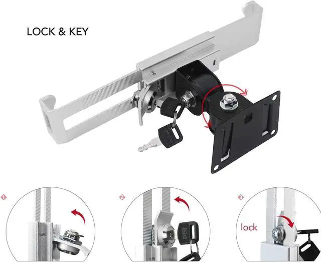 Alt view image 3 of 5 - WeSTRUGGLE Tablet Wall Mount Holder with Anti Theft Lock,Rotate Design,Multi Angle,Bracket for Most 8 to 10.4 Inch,and for iPad 7.9" 8.3" 9.7" 10.2" 10.5" 10.9"& 11",Galaxy tab,& More,(Silver)