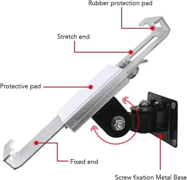 Alt view image 5 of 5 - WeSTRUGGLE Tablet Wall Mount Holder with Anti Theft Lock,Rotate Design,Multi Angle,Bracket for Most 8 to 10.4 Inch,and for iPad 7.9" 8.3" 9.7" 10.2" 10.5" 10.9"& 11",Galaxy tab,& More,(Silver)