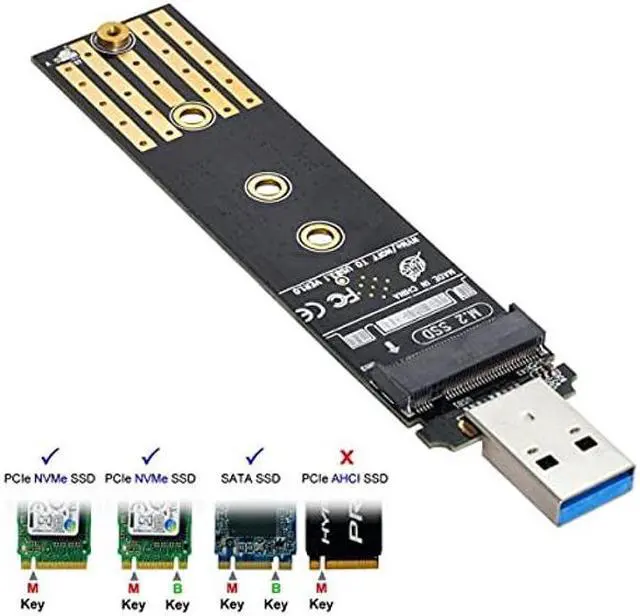 Alt view image 2 of 5 - NFHK USB 3.0 to NVME M-Key M.2 NGFF SATA SSD External PCBA Case Conveter Adapter RTL9210B Chipset