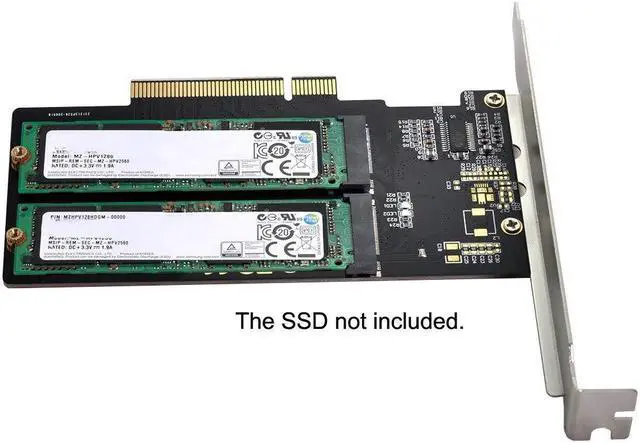 Alt view image 2 of 5 - NFHK Dual 2X NVME M.2 AHCI to PCIE Express 3.0 Gen3 X8 X16 Raid Card VROC Raid0 Hyper Adapter