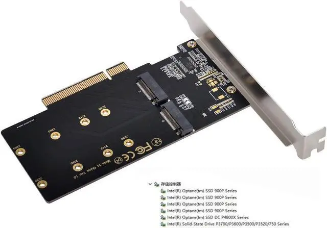 Alt view image 5 of 5 - NFHK Dual 2X NVME M.2 AHCI to PCIE Express 3.0 Gen3 X8 X16 Raid Card VROC Raid0 Hyper Adapter