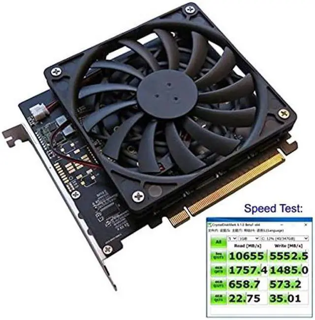 Alt view image 3 of 5 - NFHK 4X NVME M.2 AHCI to PCI-E Express 3.0 Gen3 X16 Raid Card with Fan VROC Raid0 Hyper Adapter