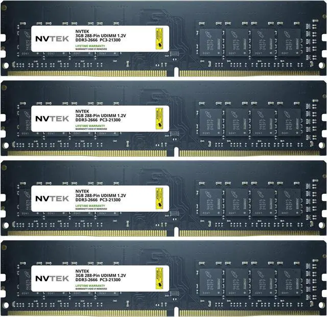 Main image of 128GB (4X32GB) DDR4 2666MHZ PC4-21300 Non-ECC UDIMM KIT NVTEK Desktop PC Computer Memory