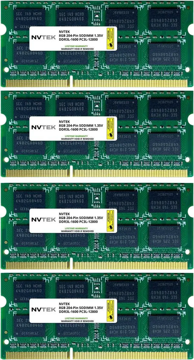Main image of 32GB (4X8GB) DDR3 1600MHZ PC3-12800 Non-ECC SODIMM KIT NVTEK Laptop AIO PC Computer Memory