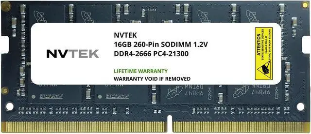 Main image of 16GB (1X16GB) DDR4 2666MHZ PC4-21300 Non-ECC SODIMM NVTEK Laptop AIO PC Computer Memory