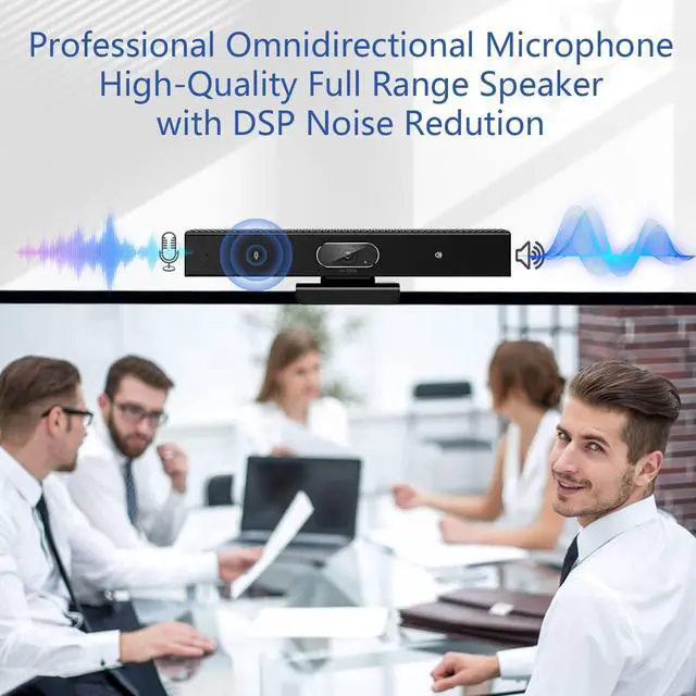 Alt view image 4 of 5 - Conference Room Camera, 3-in-1, 1080p Full HD Webcam with Microphone and Speaker, USB Plug and Play, Wide Angle Video Conference Camera for Desktop, Laptop, Mac, PC (Black)
