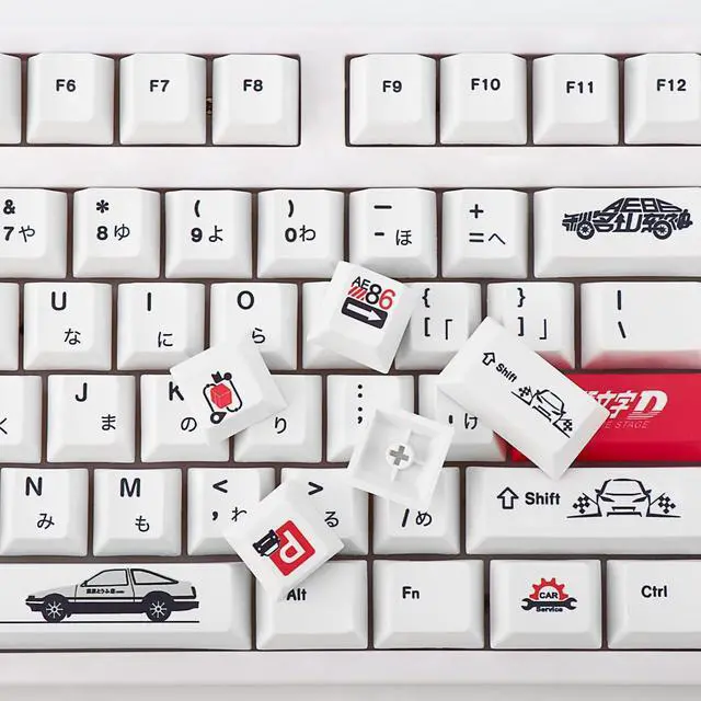 Alt view image 3 of 5 - YIMAGUJRX Initial D Keycaps - AE86 PBT Japanese Keycaps, 121 Keys Initial D Custom Keycap Dye-Sublimation Cherry Profile for Gaming DIY Keyboard (Red)