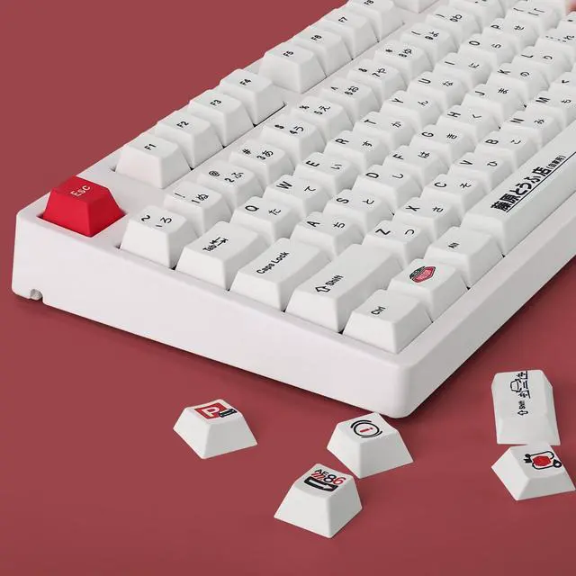 Alt view image 4 of 5 - YIMAGUJRX Initial D Keycaps - AE86 PBT Japanese Keycaps, 121 Keys Initial D Custom Keycap Dye-Sublimation Cherry Profile for Gaming DIY Keyboard (Red)