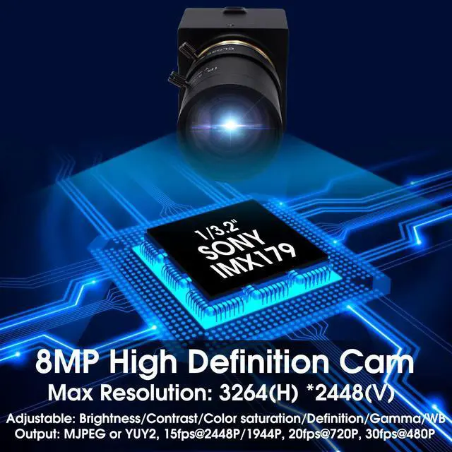Alt view image 5 of 5 - SVPRO Web Camera 5-50mm Varifocal Lens 8MP Manual Zoom USB HD Mini Camera Sony IMX179 UVC Plug and Play for Android, Windows, Linux, Mac OS