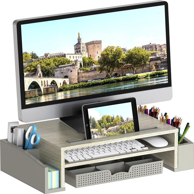 Main image of Simple Houseware Desk Monitor Stand Riser with Adjustable Organizer tray, Maple