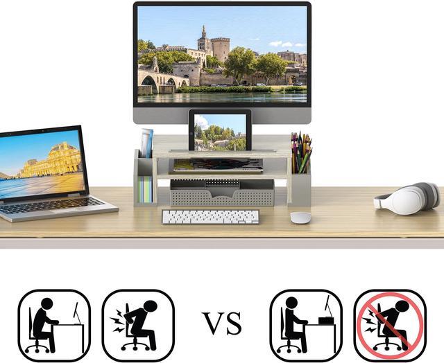 Alt view image 3 of 5 - Simple Houseware Desk Monitor Stand Riser with Adjustable Organizer tray, Maple