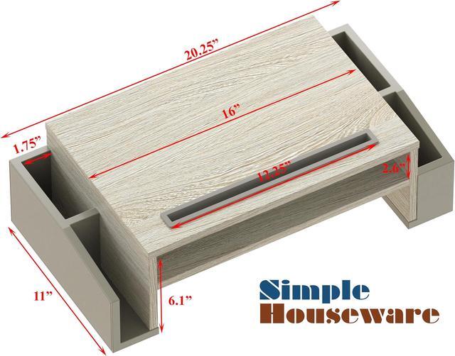 Alt view image 4 of 5 - Simple Houseware Desk Monitor Stand Riser with Adjustable Organizer tray, Maple