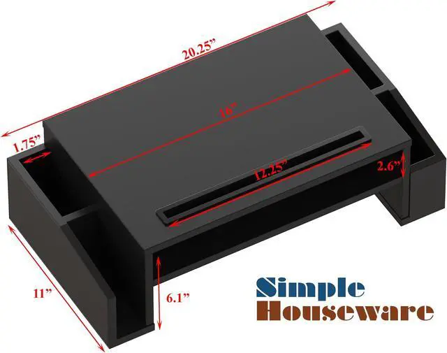 Alt view image 4 of 5 - Simple Houseware Desk Monitor Stand Riser with Adjustable Organizer tray, Black