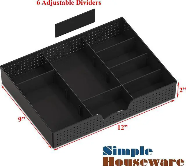 Alt view image 5 of 5 - Simple Houseware Desk Monitor Stand Riser with Adjustable Organizer tray, Black