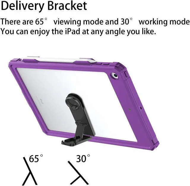 Alt view image 4 of 5 - Transy for Waterproof iPad 10.2 Case, Waterproof iPad 9th /8th/7th Generation Case Built-in Screen Protector, Full Body Shockproof Protection Case with Strap for iPad 10.2 inches 2021/2020/2019