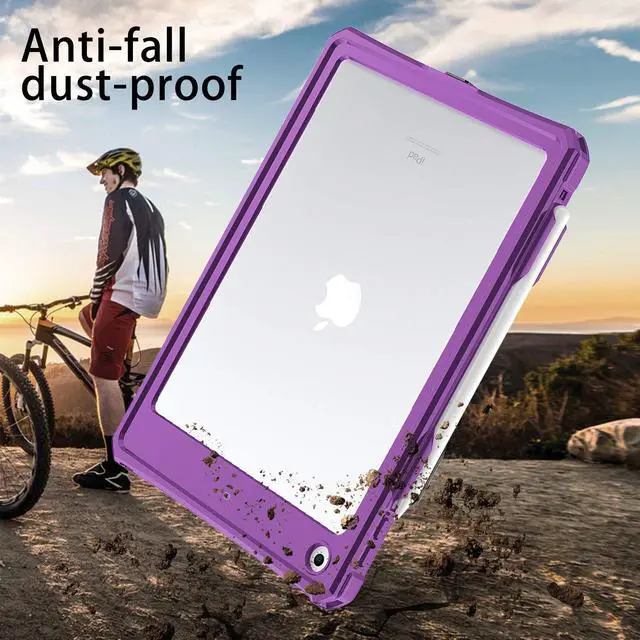 Alt view image 3 of 5 - Transy for Waterproof iPad 10.2 Case, Waterproof iPad 9th /8th/7th Generation Case Built-in Screen Protector, Full Body Shockproof Protection Case with Strap for iPad 10.2 inches 2021/2020/2019