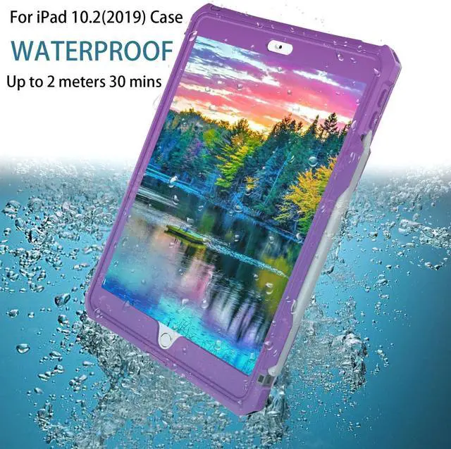 Alt view image 2 of 5 - Transy for Waterproof iPad 10.2 Case, Waterproof iPad 9th /8th/7th Generation Case Built-in Screen Protector, Full Body Shockproof Protection Case with Strap for iPad 10.2 inches 2021/2020/2019