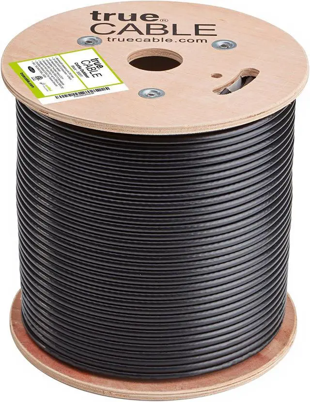 Alt view image 2 of 5 - trueCABLE Cat5e Outdoor, Unshielded UTP, 500ft, UV Resistant, Aerial CMX Rated, Black, 24AWG Solid Bare Copper, 350MHz, PoE++ (4PPoE), ETL Listed, Bulk Ethernet Cable