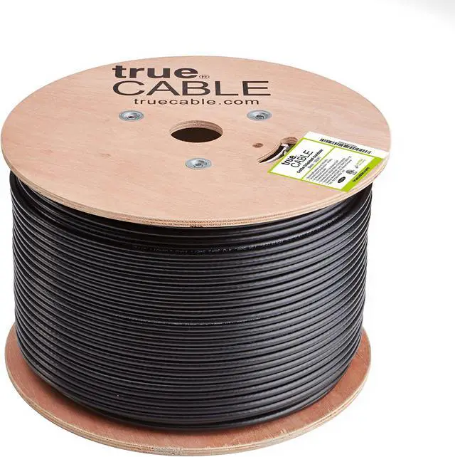 Alt view image 2 of 5 - trueCABLE Cat5e Outdoor, Shielded FTP, 1000ft, UV Resistant, Aerial CMX Rated, Black, 24AWG Solid Bare Copper, 350MHz, PoE++ (4PPoE), ETL Listed, Bulk Ethernet Cable